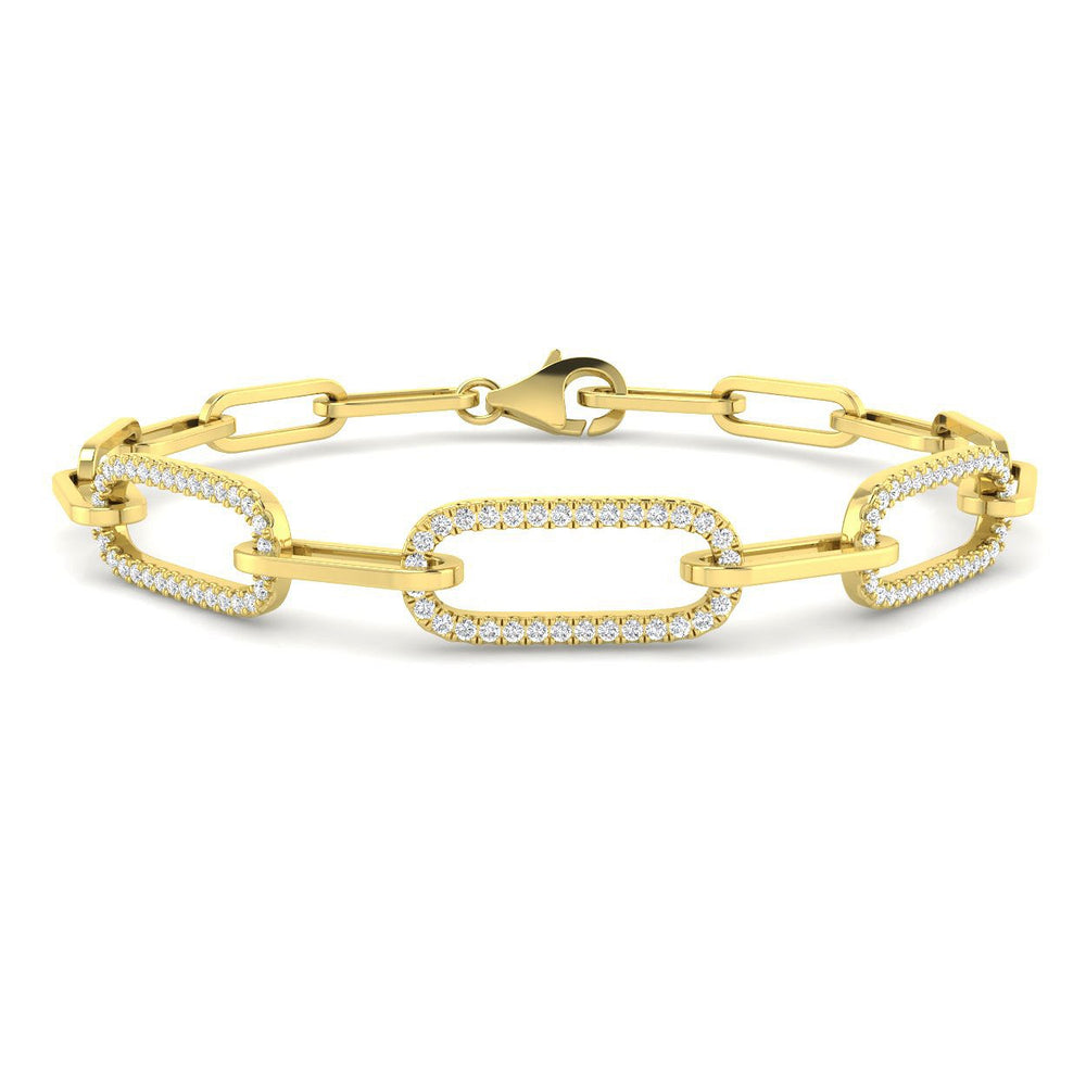 Pave Accent Diamond Link Bracelet with Lobster Clasp