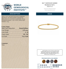 WGI 2.25Ct Natural Round Diamond Tennis Bracelet 9k Yellow Gold Ready To Ship