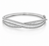 WGI DE/VS-SI 8.15Ct Natural Round & Baguette Diamond Bangle Platinum Ready To Ship