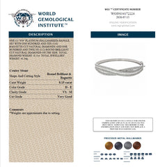 WGI DE/VS-SI 8.15Ct Natural Round & Baguette Diamond Bangle Platinum Ready To Ship
