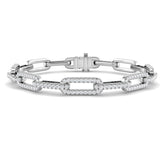 Close Up Pave Set Lab Grown Diamond Bracelet, Modern Paperclip Chain Lab Diamond Bracelet, Sustainable Lab Grown Diamond Jewellery Bracelet