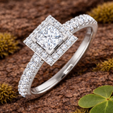 Diamond Princess Cut Halo Ring | 0.5 Carat | Lab-Grown & Natural Diamonds