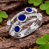 Sapphire Diamond Bubble Ring Bezel Set