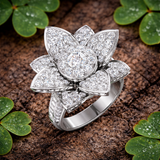 Floral Diamond Ring | 3.5 Carat | Lab & Natural Diamonds | Gold & Platinum