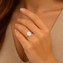 IGI Lab-Grown Oval Diamond 4 Claw Solitaire Engagement Ring, D Color VVS Clarity