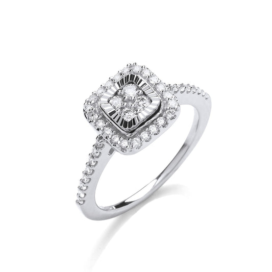 0.25ct Round Diamond Cluster Halo Ring in White Gold