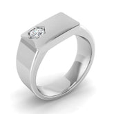 Men’s modern diamond signet ring with angled side stone