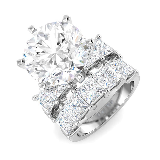 Diamond ring with multiple gemstones on a white background