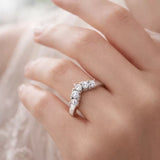 Curved chevron diamond wedding band