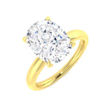 Cushion cut diamond solitaire engagement ring in yellow gold featuring natural diamond F–G colour VS–SI clarity or IGI certified lab grown diamond D colour VVS clarity