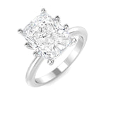 Cushion cut solitaire diamond engagement ring in white gold featuring natural diamond F–G colour VS–SI clarity or IGI certified lab grown diamond D colour VVS clarity