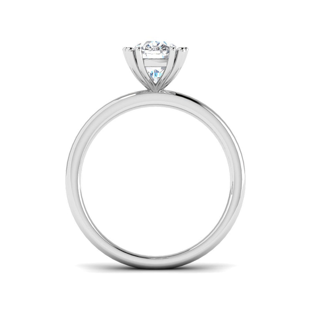 Cushion cut solitaire diamond engagement ring in white gold with natural diamond F–G colour VS–SI clarity or IGI certified lab grown diamond D colour VVS clarity