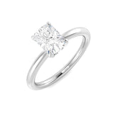 Cushion cut solitaire diamond engagement ring in white gold with natural diamond F–G colour VS–SI clarity or IGI certified lab grown diamond D colour VVS clarity