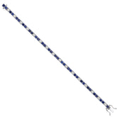18K White Gold Blue Sapphire Gemstone & Natural Diamond Prong Set Tennis Bracelet