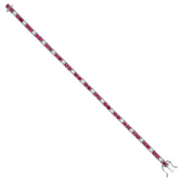 Prong Set Ruby Gemstones & Natural Diamonds Tennis Bracelet in 18K White Gold