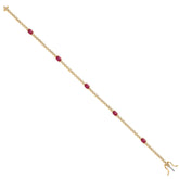 9K Yellow Gold Ruby Gemstone Bracelet in Natural Diamond with Box Clasp