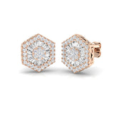 Stud Earrings with Hexagon Diamond Cluster Halo | 1.25ct