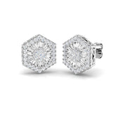 Stud Earrings with Hexagon Diamond Cluster Halo | 1.25ct