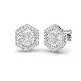 Stud Earrings with Hexagon Diamond Cluster Halo | 1.25ct