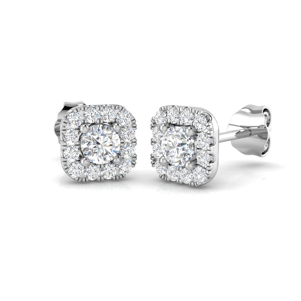 Halo Stud Earrings - 0.50 Carat Dayny Cushion Square