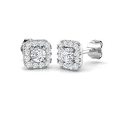 Halo Stud Earrings - 0.50 Carat Dayny Cushion Square