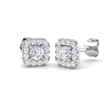 Halo Stud Earrings - 0.50 Carat Dayny Cushion Square