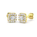 Halo Stud Earrings - 0.50 Carat Dayny Cushion Square