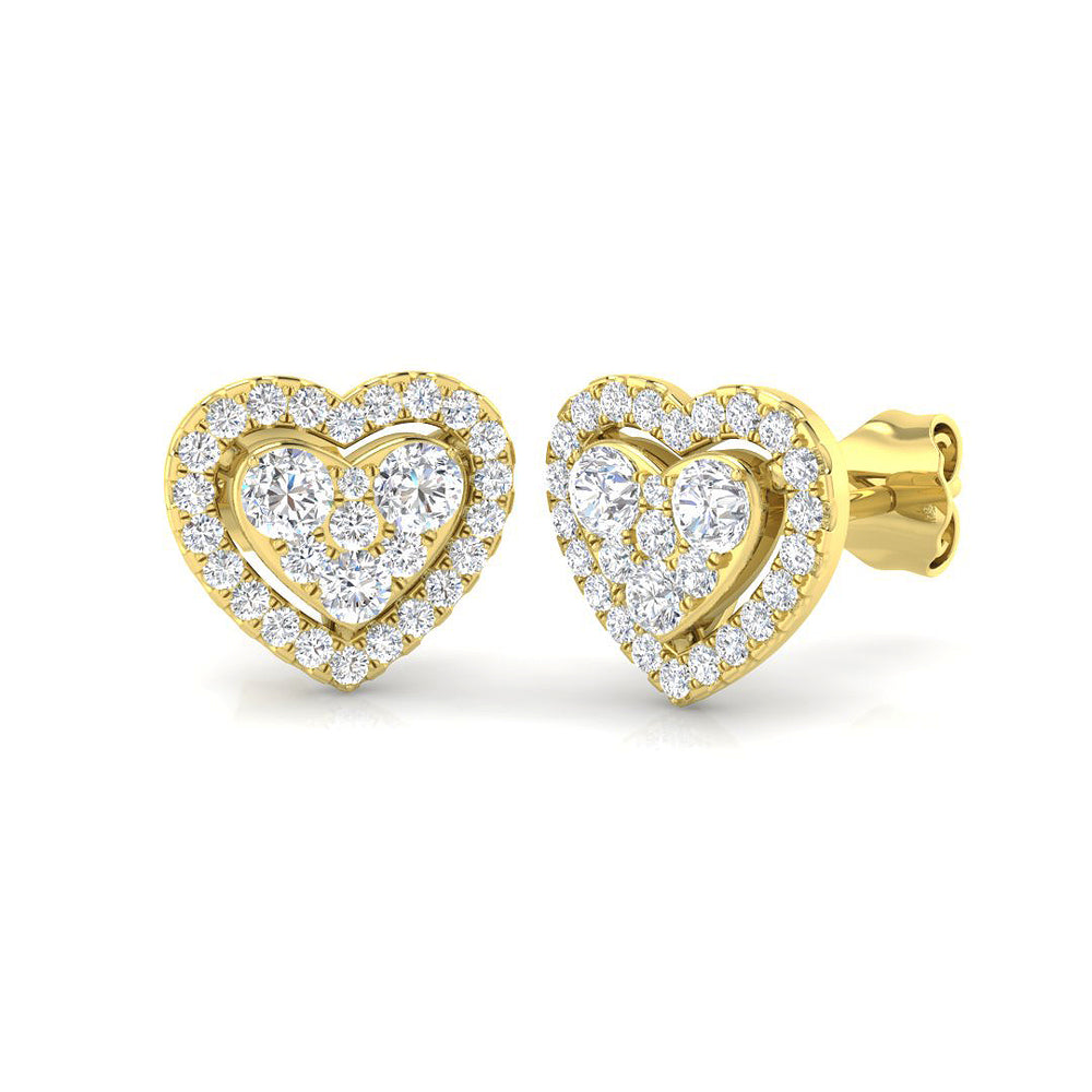 0.63ct Lab Diamond Round Cut Stud Earrings in 9K Yellow Gold