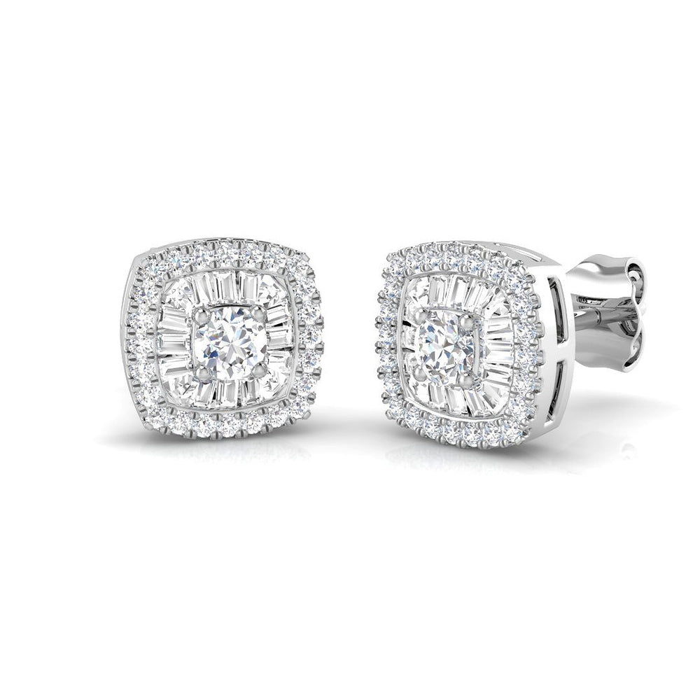 0.5ct Gold Baguette and Brilliant Diamond Earrings