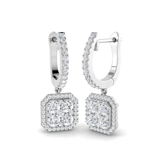 "Engxy 1ct Gold Drop & Trilogy Diamond Earrings – Luxurious Elegance"
