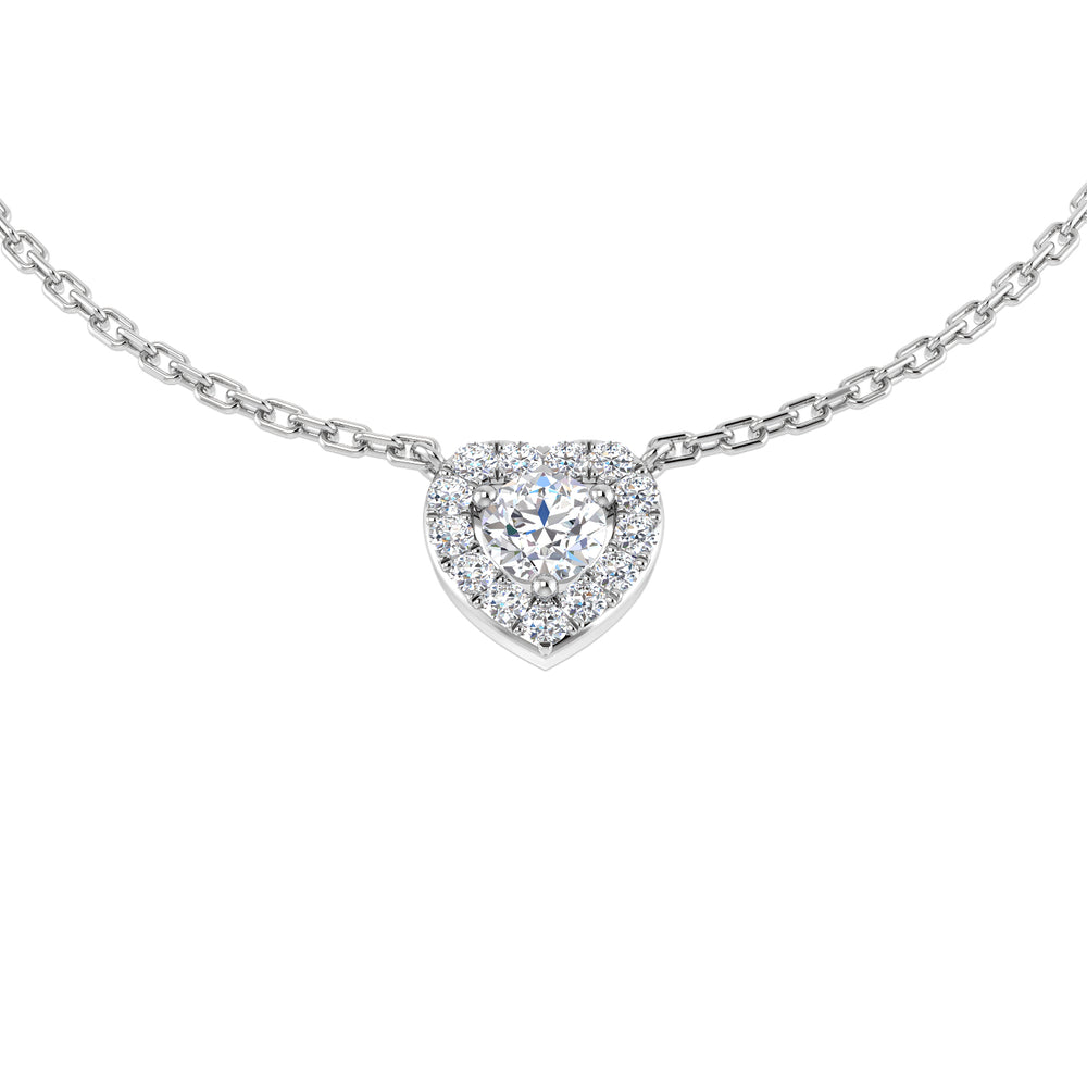 Isla Halo Diamond Necklace 0.25ct to 0.3ct Gold Platinum