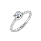 Natural Round Cut Diamond Halo Engagement Ring