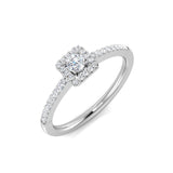 Bague de fiançailles avec halo en diamant rond naturel