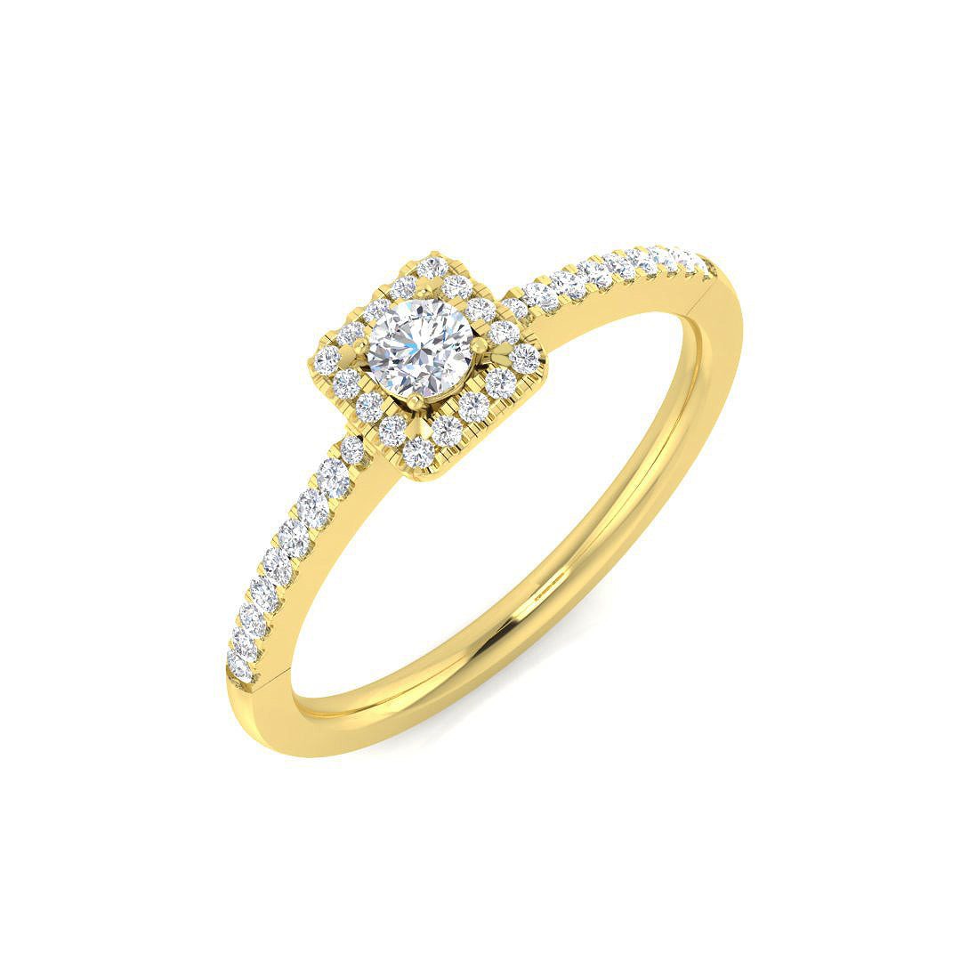 Natural Round Cut Diamond Halo Engagement Ring