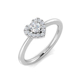 Natural Round Cut Diamond Halo Engagement Heart Shape Ring