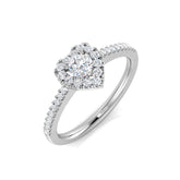 Natural Round Cut Diamond Halo Engagement Heart Shape Ring