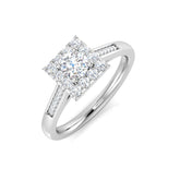 Natural Round Cut Diamond Halo Engagement Square Shape Ring