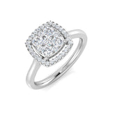 Cluster Halo Diamond Ring 0.50ct | Round Diamonds | UK Hallmarked