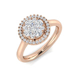 Round Cluster Double Halo Diamond Ring 0.50ct | UK Hallmarked