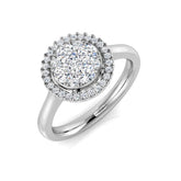 Round Cluster Double Halo Diamond Ring 0.50ct | UK Hallmarked