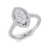 Natural Round Cut Diamond Marquis Shape Cluster Ring