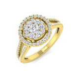 Ring mit natürlichem, rund geschliffenem Cluster-Diamanten