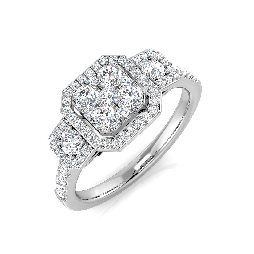 0.60-1.60ct Lab Grown D/VVS Round Cut Diamond Trilogy Ring
