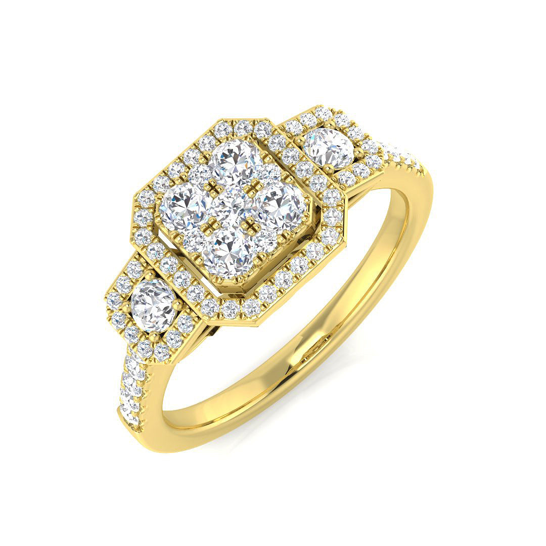 0.60-1.60ct Lab Grown D/VVS Round Cut Diamond Trilogy Ring