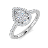 Pear Shape Sunken Cluster Halo Diamond Ring 0.50ct | Round Diamonds | UK Hallmarked