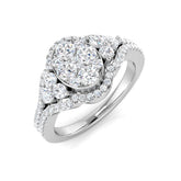 18K White Gold Cluster Halo Diamond Engagement Ring | 0.75ct | Hallmarked Gold & Platinum
