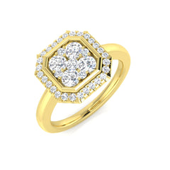 Round Cut Diamond Cluster Engagement Octagonal Shape Ring