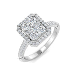 Square Cluster Halo Diamond Ring 0.75ct | UK Hallmarked Gold