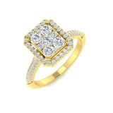 Square Cluster Halo Diamond Ring 0.75ct | UK Hallmarked Gold