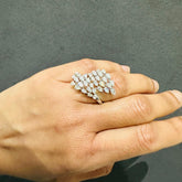 Designer Ring Cocktail Ring 14K White Gold Cluster Ring Natural Diamond Teardrop Diamond